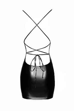Платье с открытой спиной и глубоким декольте виниловое Noir Handmade F252 черное, L Sex Aura Киев