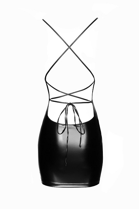 Платье с открытой спиной и глубоким декольте виниловое Noir Handmade F252 черное, L Sex Aura Киев - изображение 5