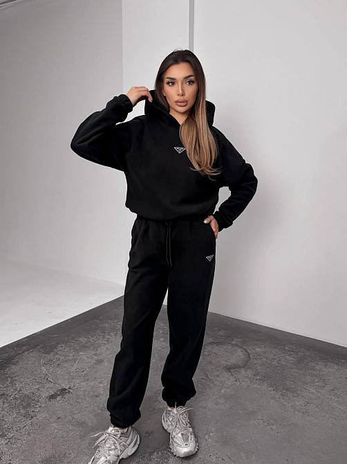 Женский теплый костюм, из флис полара L-XL, Чорний Одеса - фото 1