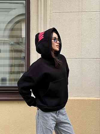 Жіноча стильна комфортна тепла худі турецька трьохнитка на флісі. Чорний, 42/44 Одеса