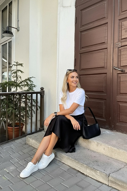 Женская юбка атласная Черный 50/52 Харьков - изображение 5