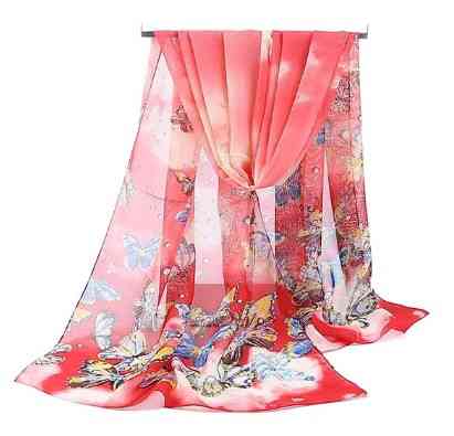 Шарф с бабочками женский 145 на 48 см разноцветный Киев