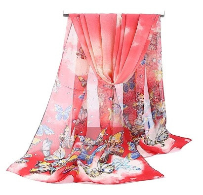 Шарф с бабочками женский 145 на 48 см разноцветный Киев - изображение 3