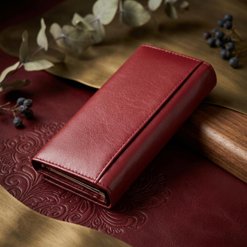 Місткий жіночий гаманець із натуральної шкіри ST Leather 23089 Бордовий Київ - фото 14