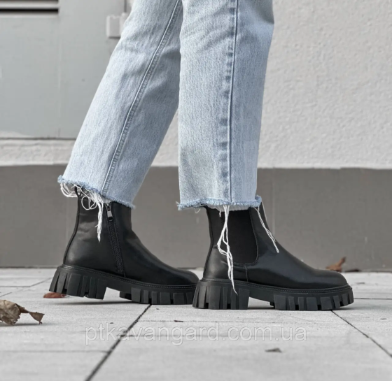 Ботинки женские Челси из натуральной кожи с застежкой демисезонные размер 40 черный Хмельницкий