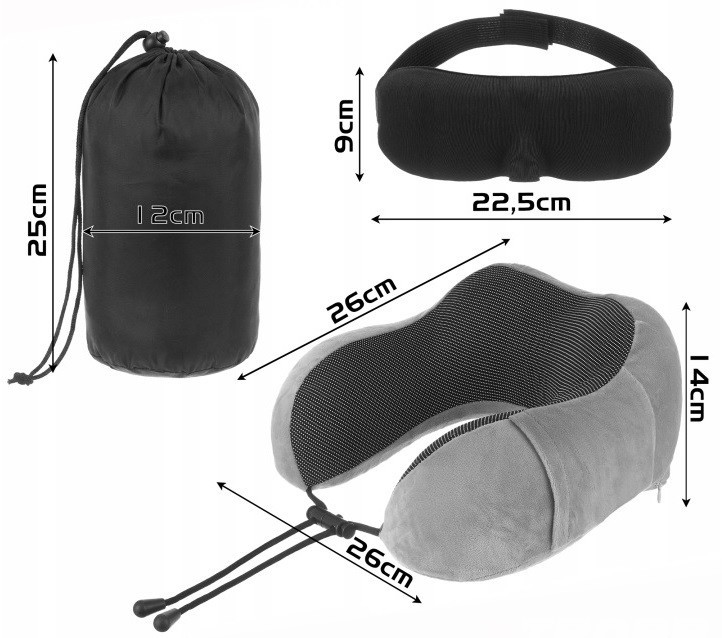 Дорожня подушка для шиї з ефектом 3D-пам'яті + аксесуари Xtrobb (26087) Нововолинськ - фото 9