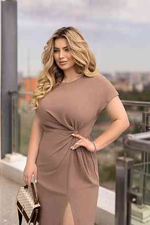 Платье миди с разрезом на ноге Paloma 42-44, Капучино Киев