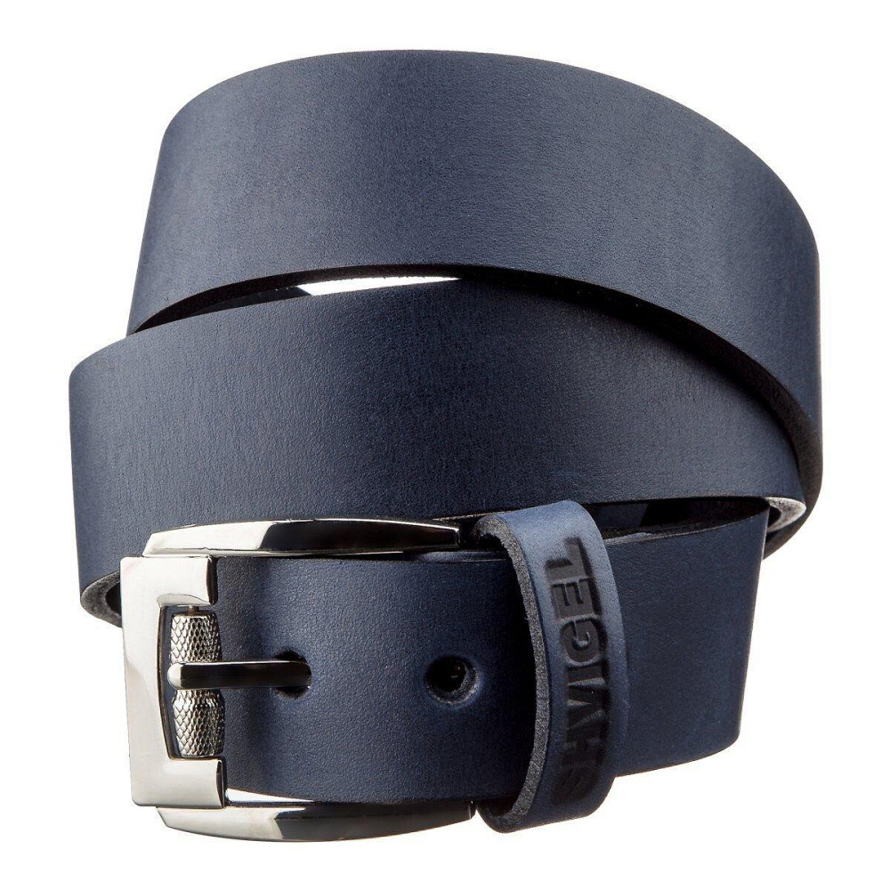 Классический мужской ремень SHVIGEL 11254 кожаный Синий Киев - изображение 1