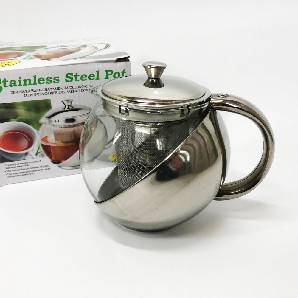 Скляний чайник з фільтром для заварювання чаю UNIQUE UN-1162 0.75 л, Красиві заварники для чаю PU-47 Львів - фото 1
