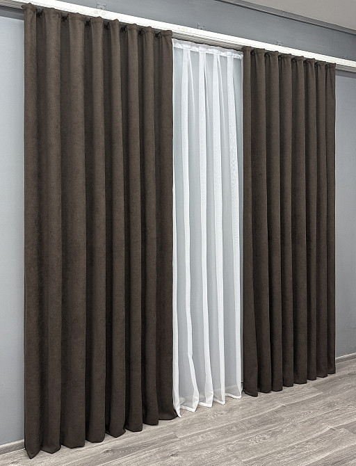 Комплект готовых штор VR-Textil Микровелюр Petek YL № 1892ш Венге 150х290 см 2 шт (33-0949) Киев - изображение 4