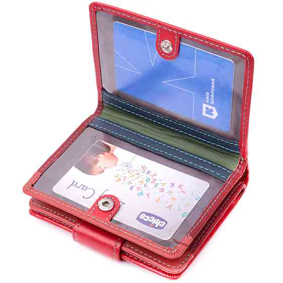 Женский вертикальный компактный кошелек из натуральной кожи ST Leather 19437 Красный Киев