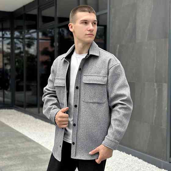 Тепла чоловіча сорочка Pobedov Mars. Сорочка-пальто осіння сіра Київ