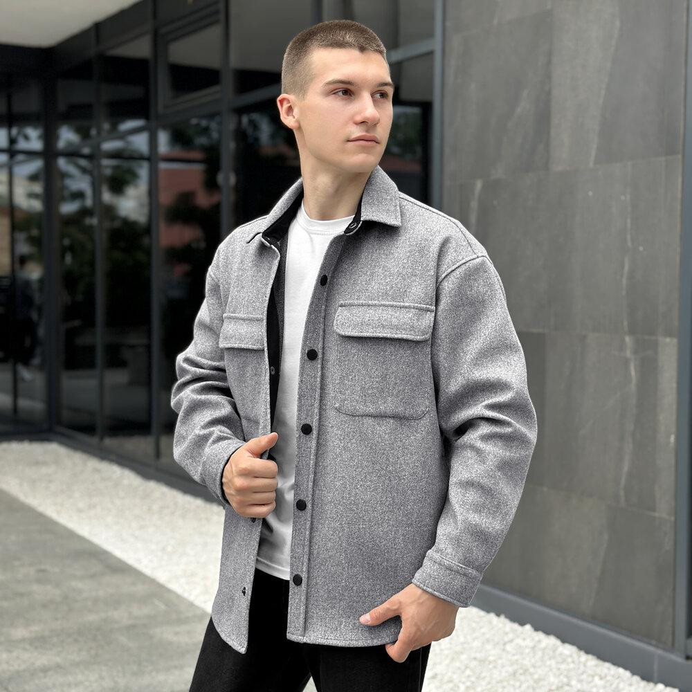 Тепла чоловіча сорочка Pobedov Mars. Сорочка-пальто осіння сіра Київ - фото 6