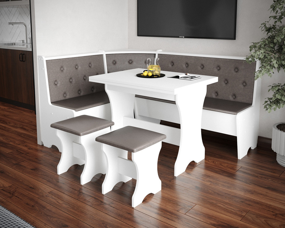 Уголок на кухню со столом и табуретами (правый/левый) 154х114 см Семейный - комплект Белый Львов - изображение 10