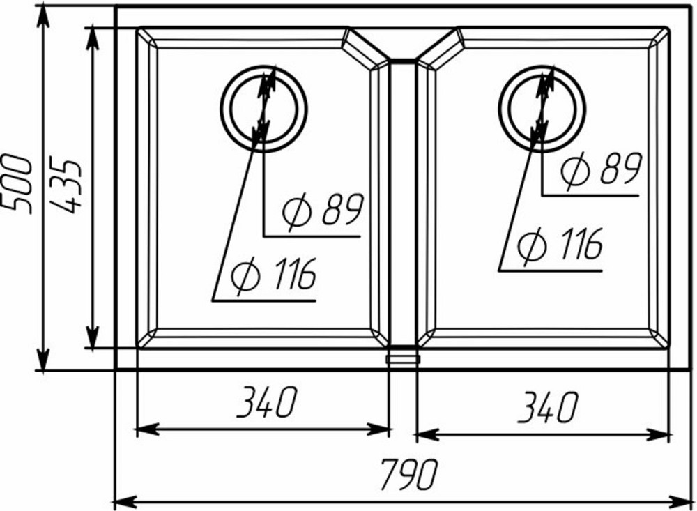 Мийка гранітна темна скеля VALESO 7950 VIATRIX (дві чаші, матова) Коломия - фото 2
