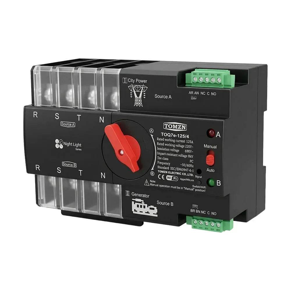 Автоматичний перемикач (АВР) під DIN-рейку з Wi-Fi TOMZN TOQ7e-125/4P 125A 4 полюси (51-00121) Киев - изображение 8
