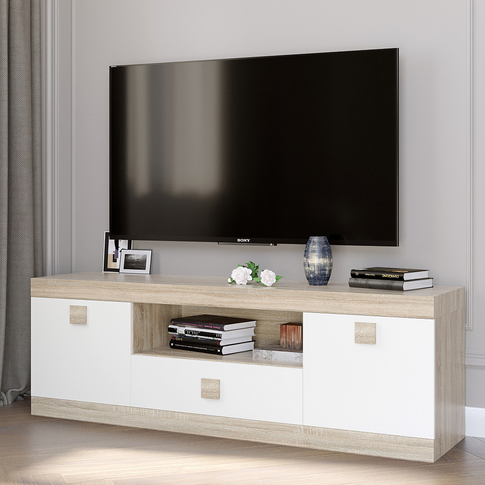 Тумба Еверест ТВ 1500 Соната 150х38х50 дуб сонома + білий (DTM-2262) Дніпро - фото 3