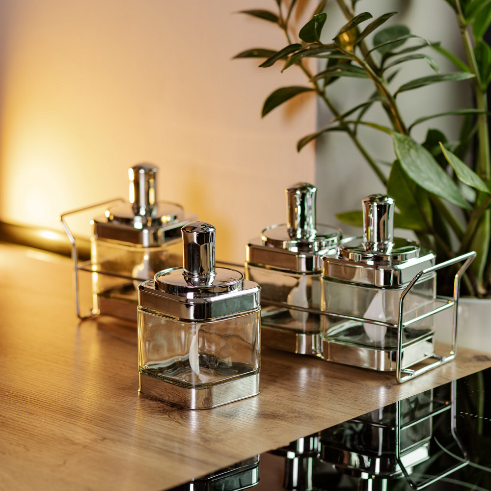 Набір банок для сипучих продуктів 4 штуки 350 мл скляні на підставці HP-1340 Коломия - фото 8