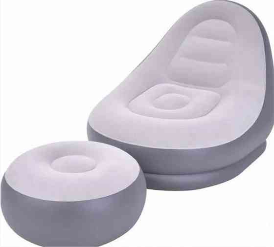 Надувное кресло велюровое с пуфиком для ног Винница