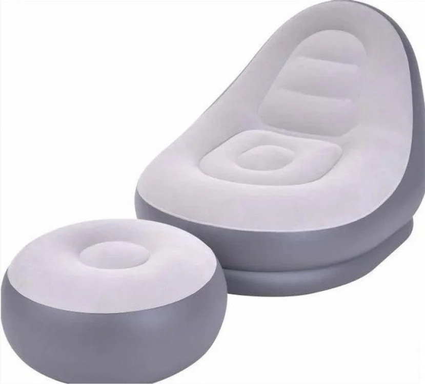 Надувне велюрове крісло з пуфиком для ніг Вінниця - фото 1