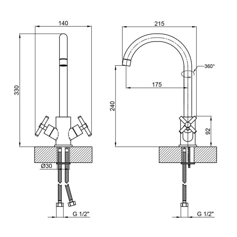 Смеситель для кухни Lidz Wind 13U-SFS сатин Киев - изображение 2