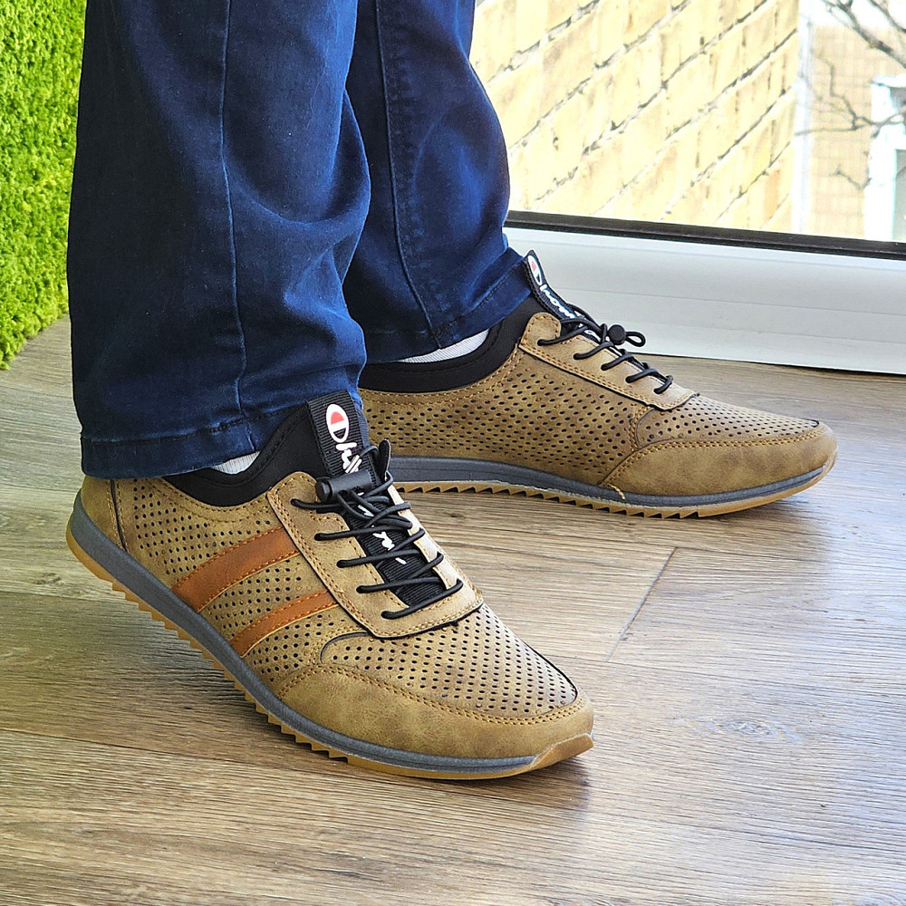 Мужские Мокасины Летние Бежевые Кроссовки Сеточка Коричневые Светлые (размеры: 40,41,42,43,44,45) - 216-3 Днепр - изображение 7