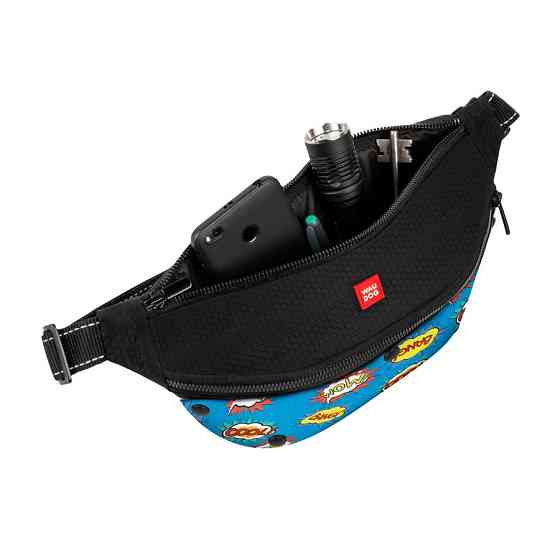 Поясна сумка-бананка WAUDOG Textile для корму та аксессуарів, малюнок "ВАУ", розмір 33*17*10 см Вінниця