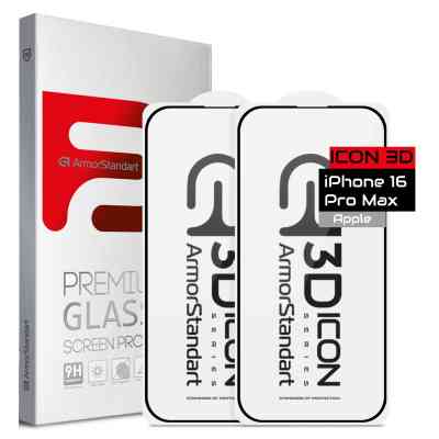 Скло захисне Armorstandart Kit Icon 3D iPhone 16 Pro Max Black 2 pcs (ARM83514) Вінниця