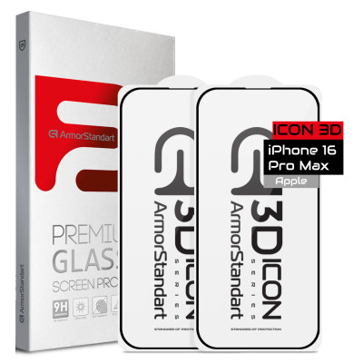 Стекло защитное Armorstandart Kit Icon 3D iPhone 16 Pro Max Black 2 pcs (ARM83514) Винница - изображение 1