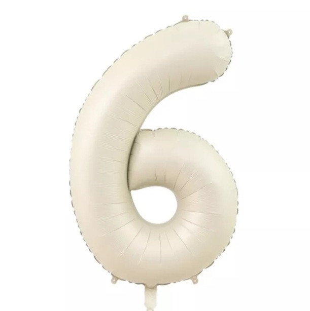 Шарик цифра 6 фольгированная 32 дюйма кремовый Киев - изображение 1
