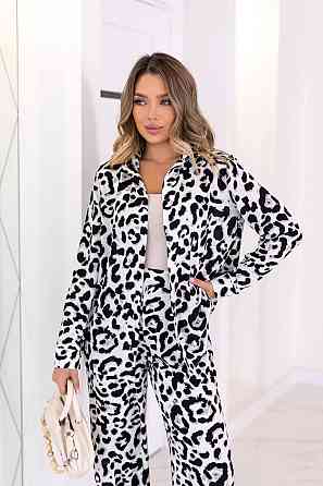 Жіночий легкий прогулянковий костюм: сорочка та штани американський креп Чорно-білий, 46/48 Одеса