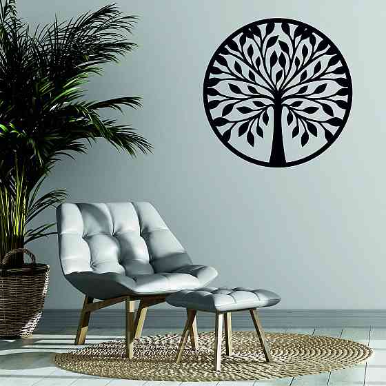 Декоративное настенное Панно «Дерево» Декор на стену 70*70 см, Черный Киев