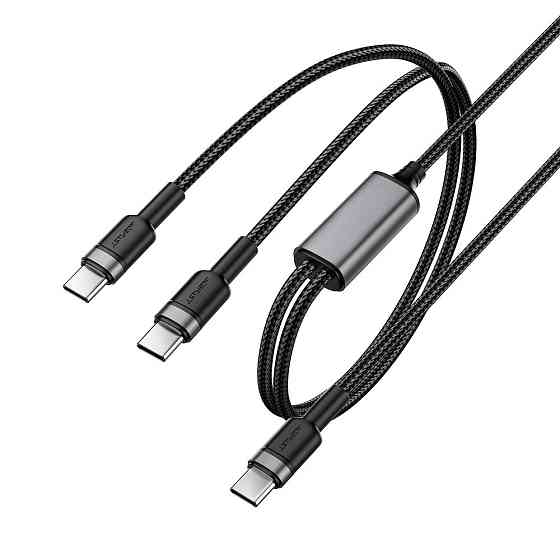 Кабель ACEFAST C22-02 USB-C to 2*USB-C 100W aluminum alloy charging data cable Black Киев