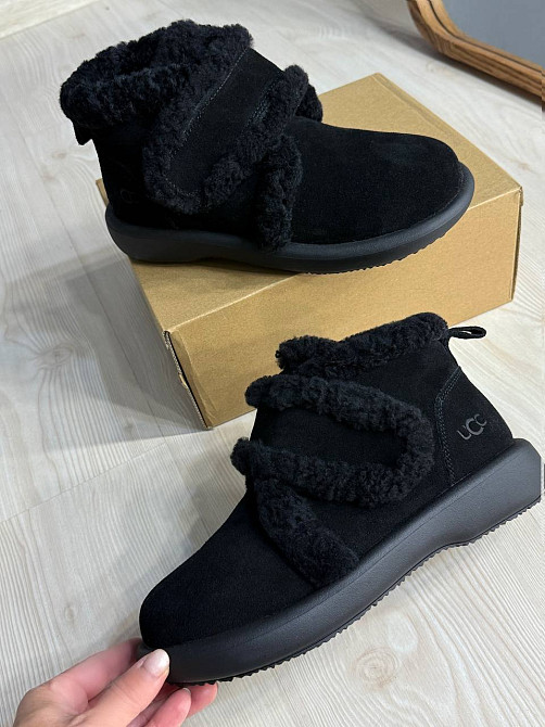 Черевики жіночі Hengji 13-1 уггі замшеві на хутрі з опушкою чорні, 36, 23 см Київ - фото 1