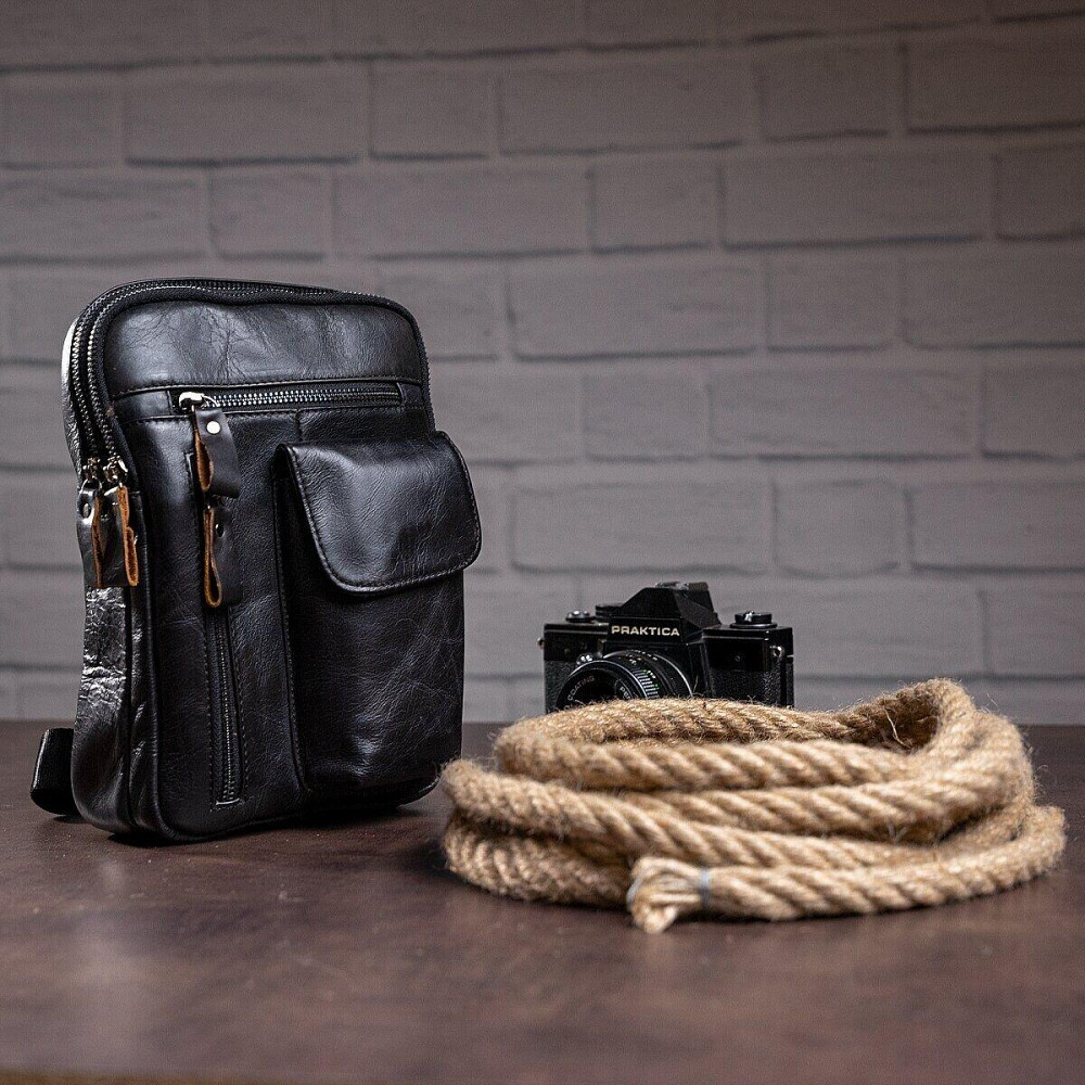 Сумка через плече чоловіча Vintage 14777 Чорна Київ - фото 5