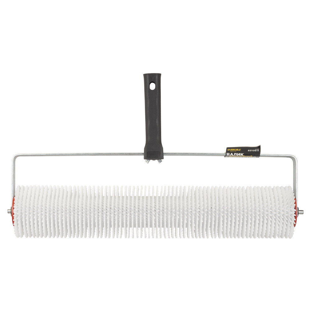 Sigma Валик игольчатый аэрационный для наливного пола 80×400мм с ручкой (рамкообразная) белая и Коломия - фото 1