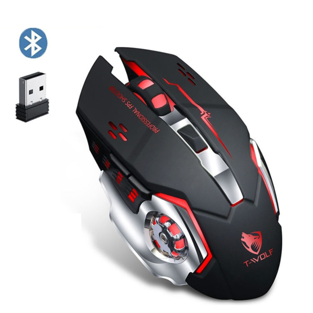 Мишка бездротова комп'ютерна, безшумна, оптична з RGB-підсвічуванням 2.4G+Bluetooth DPI 800/1000/1200 чорна Кам'янець-Подільський - фото 7