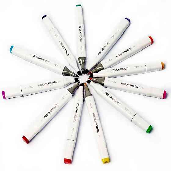 Набор маркеров двусторонние спиртовые 60 шт Touch Smooth для скетчинга+Подставка для маркеров черная Каменец-Подольский