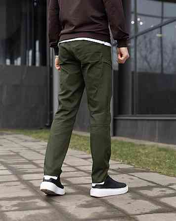 Мужские базовые котоновые брюки карго демисезонные хаки Pobedov Skystone Киев
