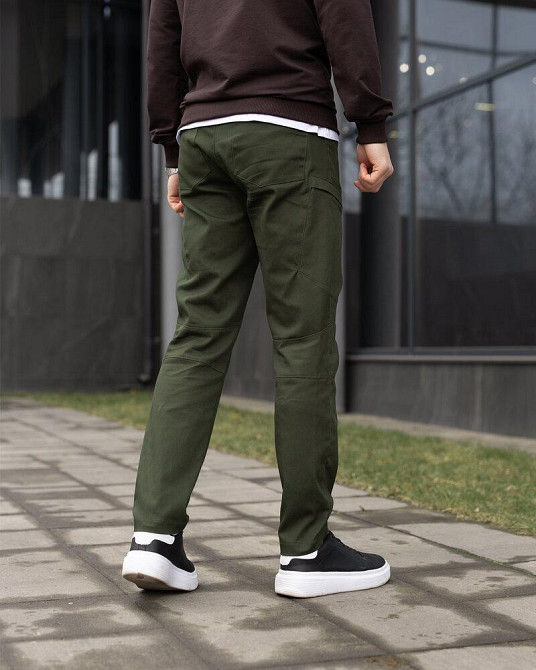 Мужские базовые котоновые брюки карго демисезонные хаки Pobedov Skystone Киев - изображение 6