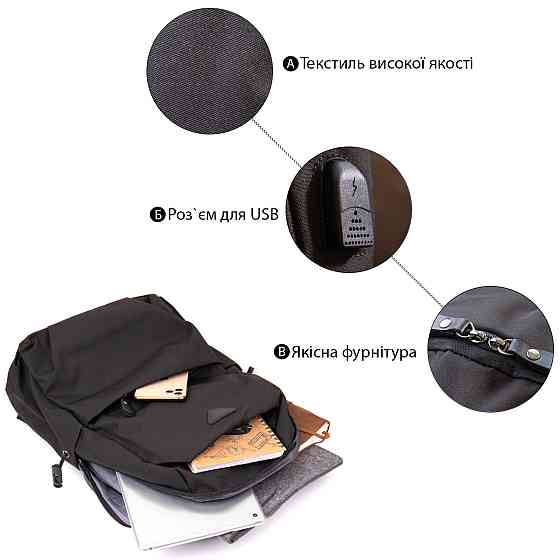 Рюкзак smart унісекс Vintage 20622 Чорний Київ