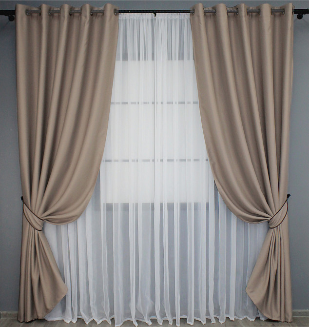 Комплект штор на люверсах VR-Textil Bagema Rvs № 1242ш 150х250 см 2 шт Какао (37-0111) Київ - фото 2