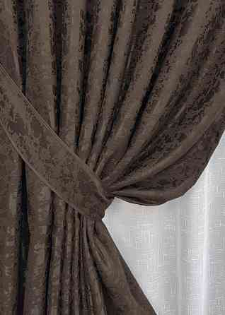 Комплект готових штор VR-Textil Льон мармур Pavliani ХО № 1910ш Венге 150х270 см 2 шт (33-1315) Київ