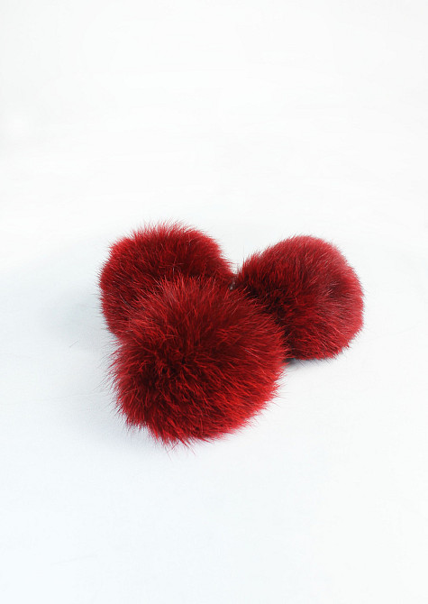 Помпон на шапку з натурального хутра кролика Червоний 7-8см Харків - фото 1