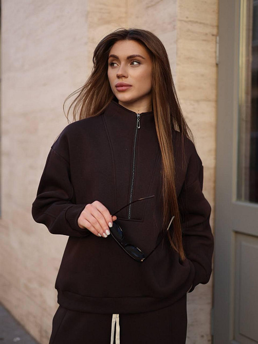 Жіночий теплий повсякденний костюм вільного крою турецька тринитка на флісі Одеса - фото 5