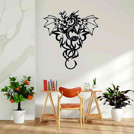 Декоративное настенное Панно «Дракон» Декор на стену 70*66 см, Черный Киев