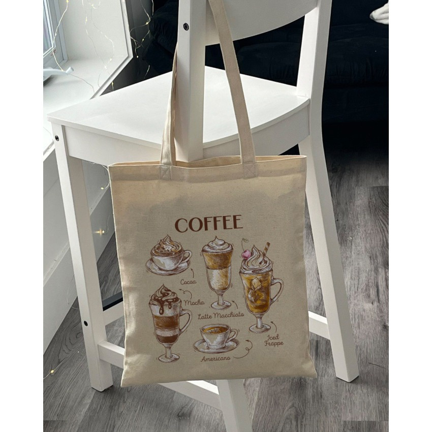 Екошопер BookOpt BK4067 "But first Coffee" бежевий Київ - фото 8