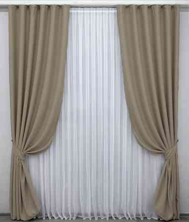 Шторна тканина блекаут, колекція "Midnight" колір темний бежевий 1230ш Київ