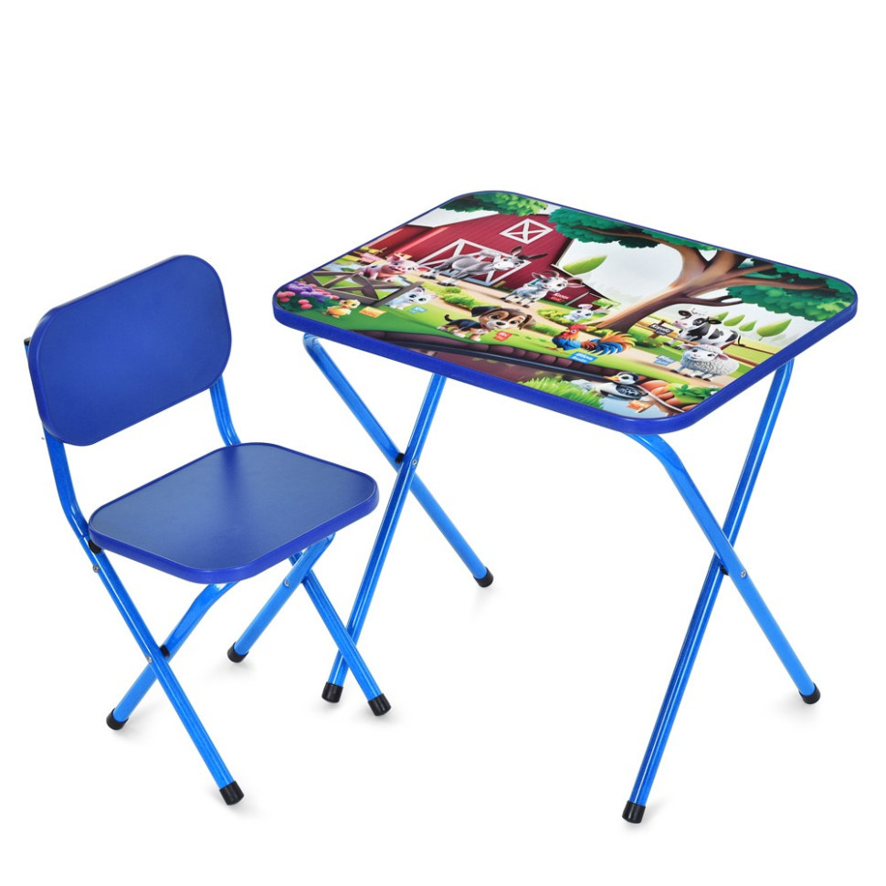 Дитячий столик складаний зі стільчиком M 5968-4 синій Вінниця - фото 1
