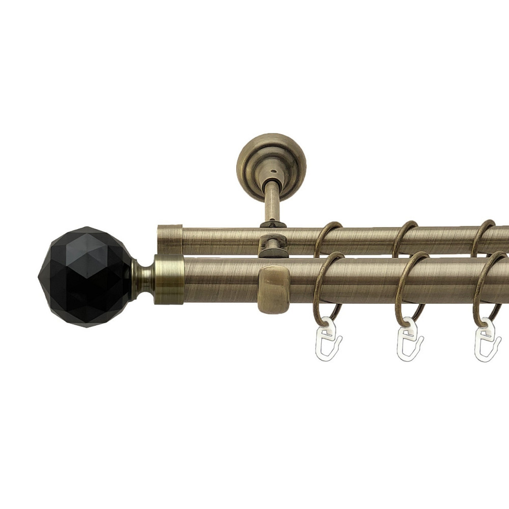 Карниз Orvit Люміера Неро металевий дворядний відкритий гладка труба кільце металеве Антик 25\16 мм 240 см Львов - изображение 1